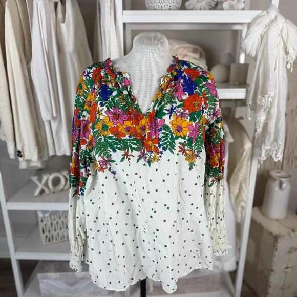 Talbots Plus sz. 3X white and floral blouse, sunny, summer, work, career #3753 - Picture 1 of 8